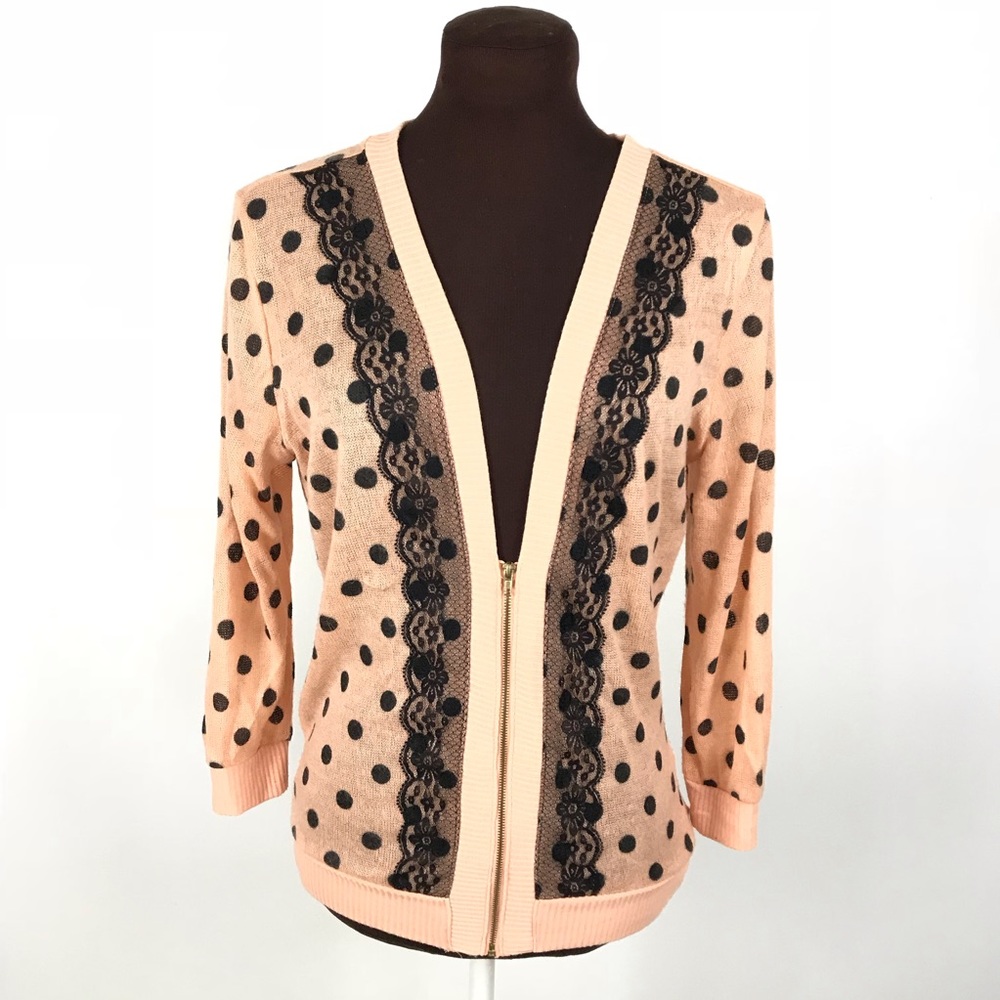 Spoiled Polkadots Cardigan Size S Black/Peach 144
